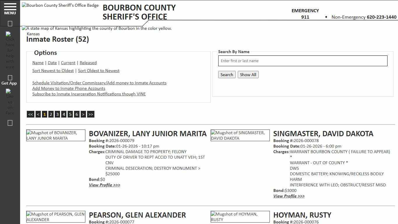 Inmate Roster - Current Inmates Booking Date Descending - Bourbon County KS Sheriff’s Office