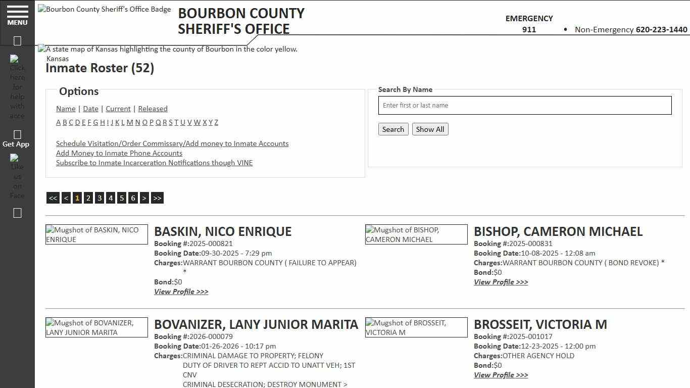 Inmate Roster - Current Inmates - Bourbon County KS Sheriff’s Office